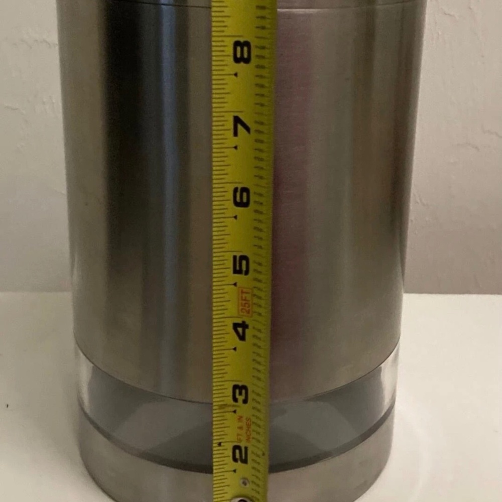 Crate & Barrel Brushed Steel Acrylic Window Food Storage Kitchen Canister Jar